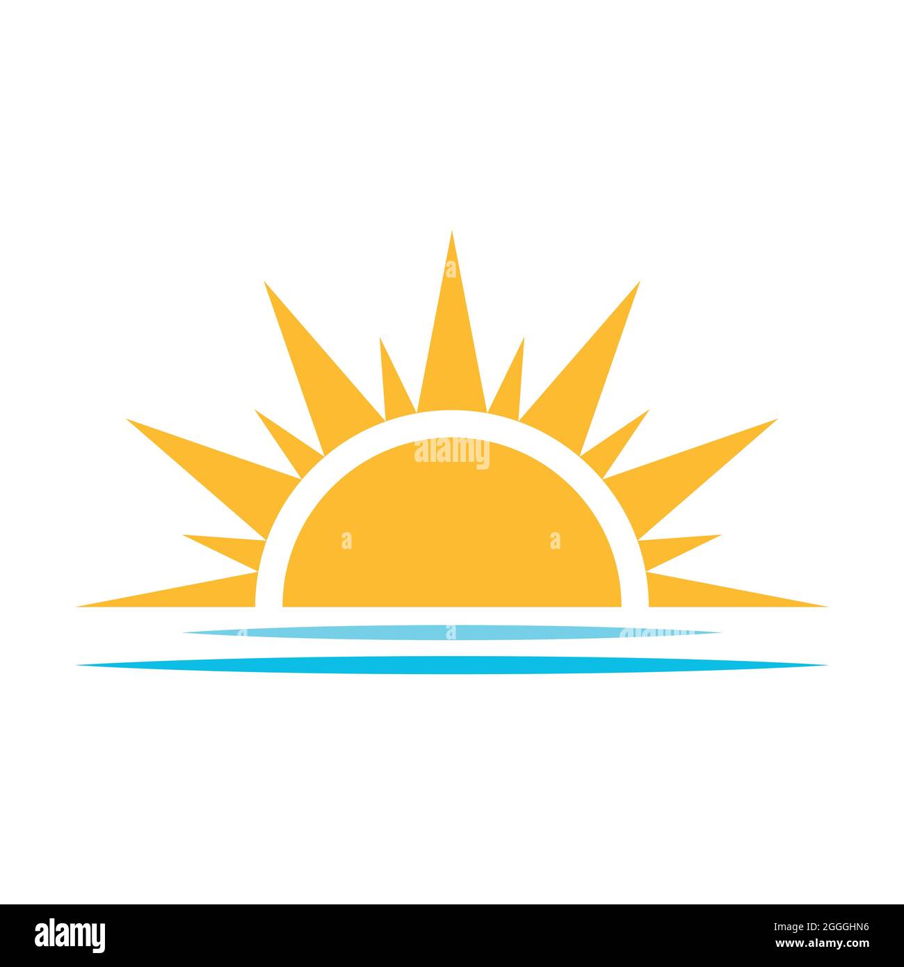 Un mezzo sole sta impostando verso il basso icona vettore tramonto concetto per grafica, logo, sito web, social media, app mobile, Illustrazione dell'interfaccia utente Illustrazione Vettoriale