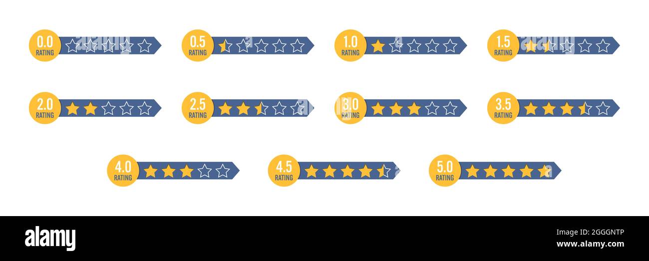 set di icone di classificazione per siti web, applicazioni e marketing. Stile piatto Illustrazione Vettoriale