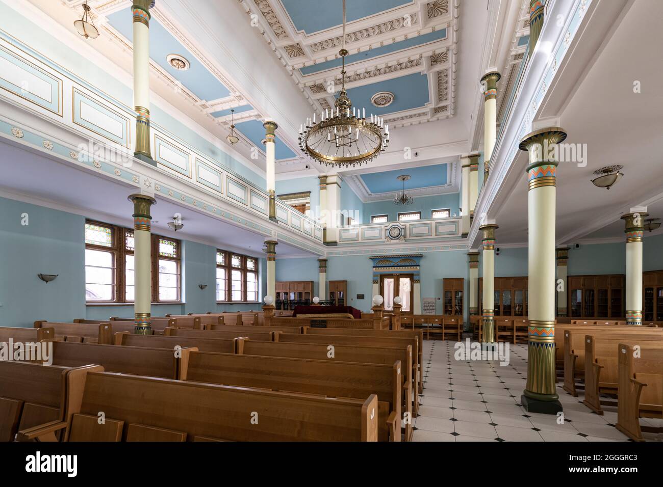 Riga, Lettonia. 22 agosto 2021. Vista interna della sinagoga nel centro della città Foto Stock