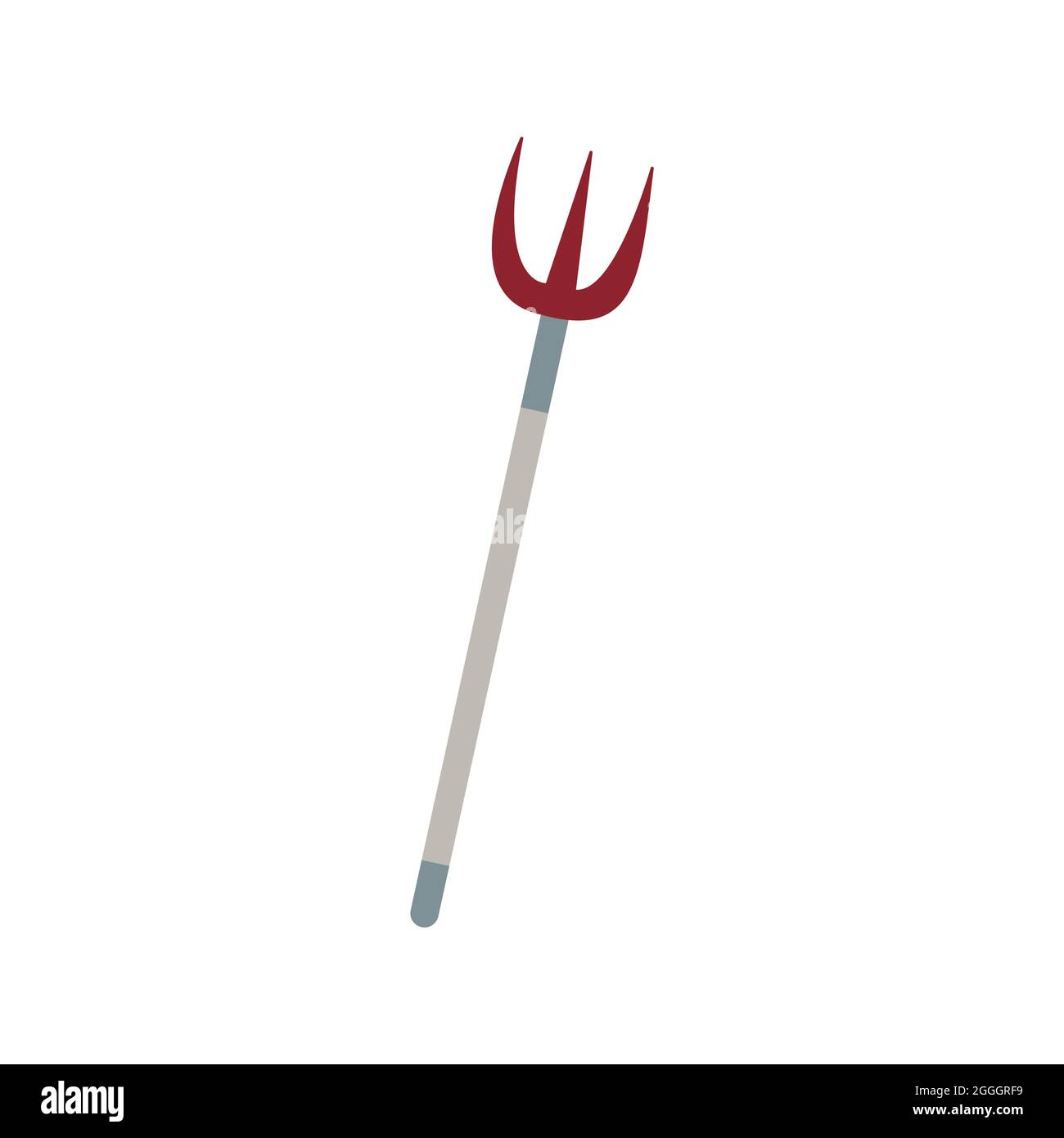 Forcella. Utensile per uso domestico. Disegno a mano isolato vettoriale colorato. Strumento di coltivazione affilata Illustrazione Vettoriale