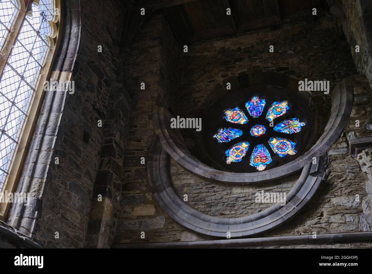 Interno della Cattedrale di San David a St. David's, Pembrokeshire, Galles. Foto Stock