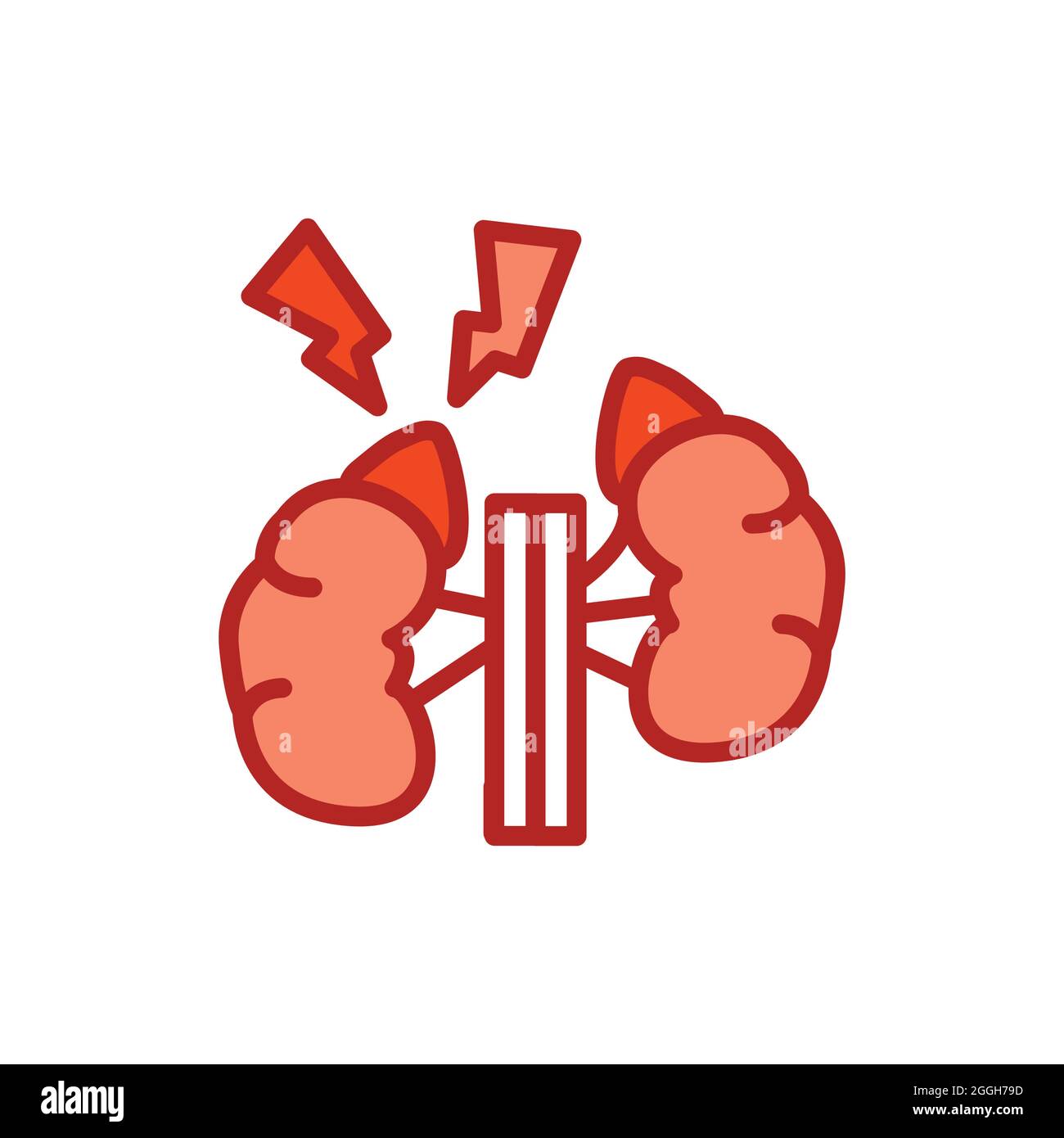 Icona della linea di colore della malattia di Addison. Elemento vettoriale isolato. Pittogramma per pagina web, app mobile, promo Illustrazione Vettoriale