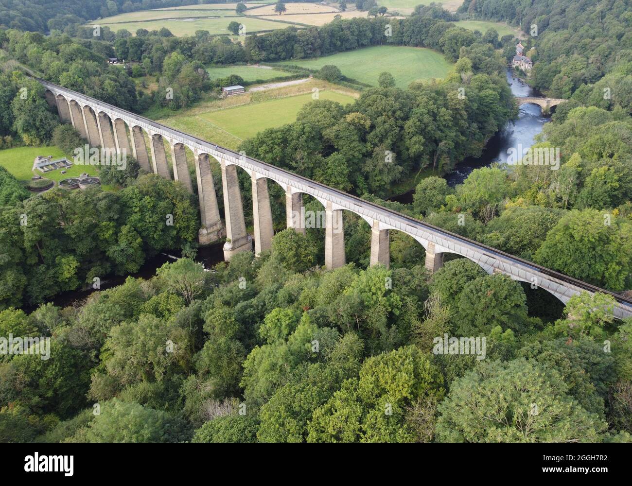 Vista aerea di Pontcysyllte Aqueduct, un sito patrimonio dell'umanità nel Galles del Nord Foto Stock