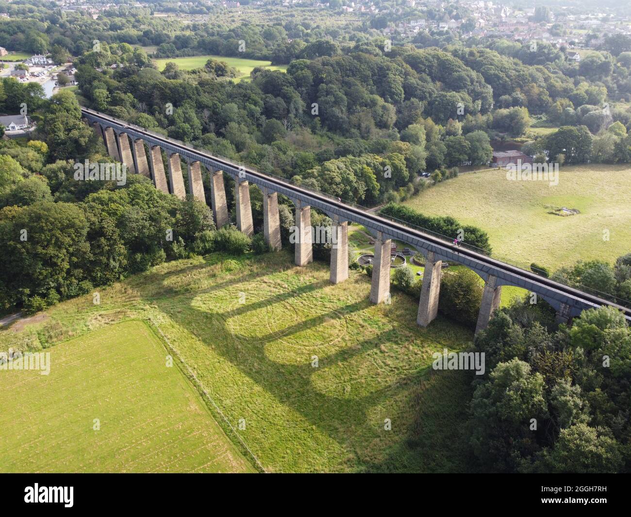 Vista aerea di Pontcysyllte Aqueduct, un sito patrimonio dell'umanità nel Galles del Nord Foto Stock