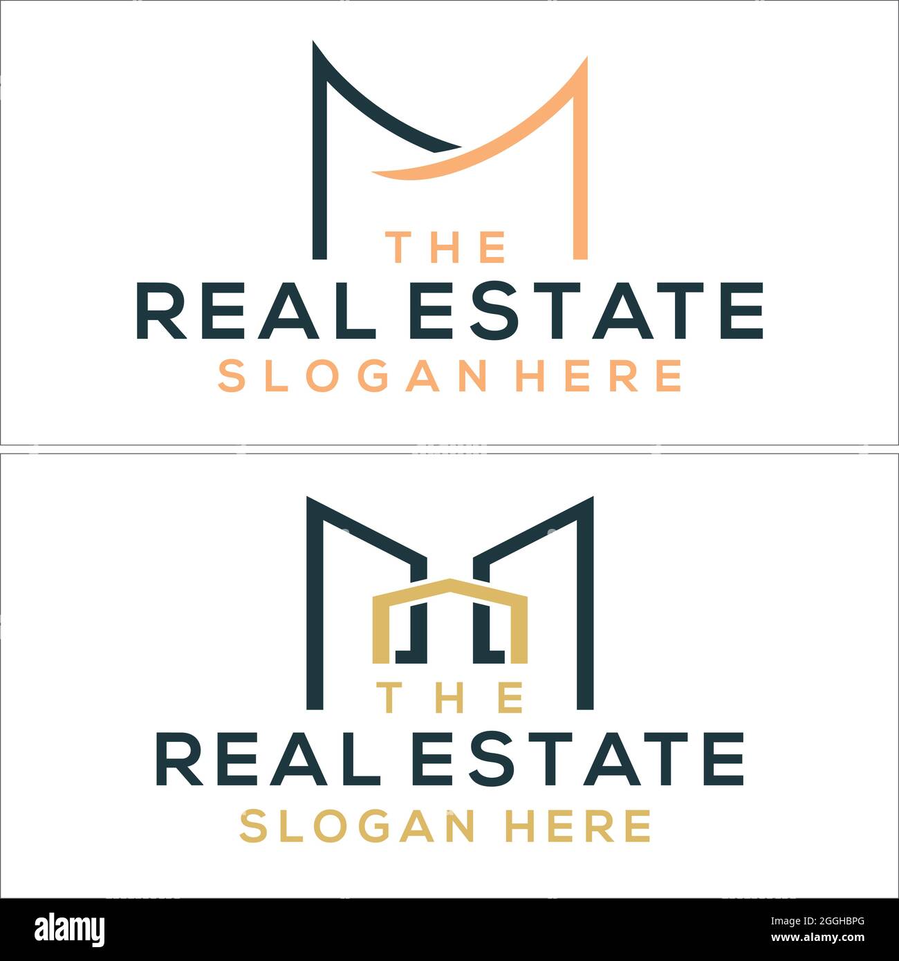 Design logo Art linea skyline immobiliare Illustrazione Vettoriale