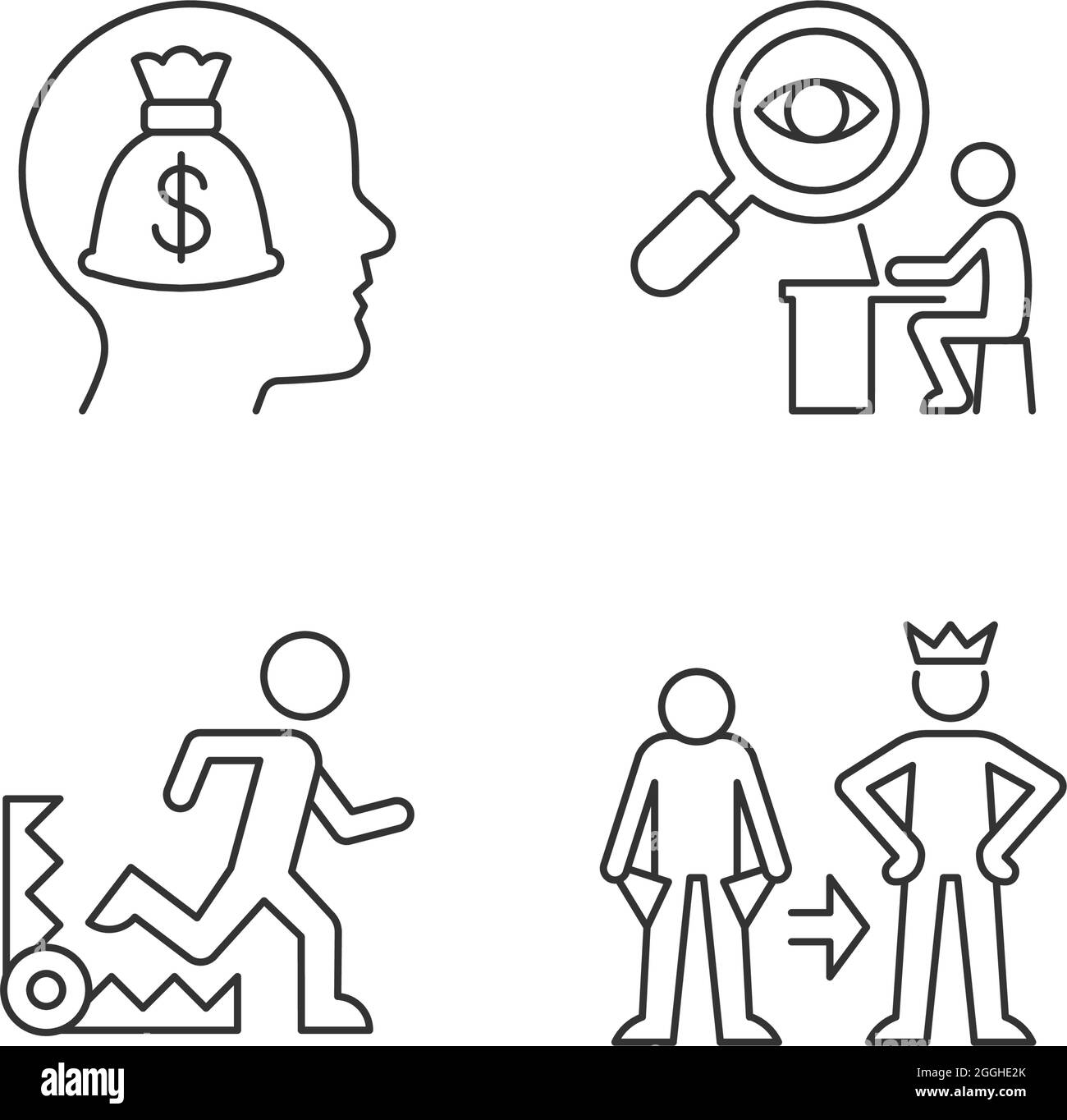 Motivazione estrinseca icone lineari impostate Illustrazione Vettoriale