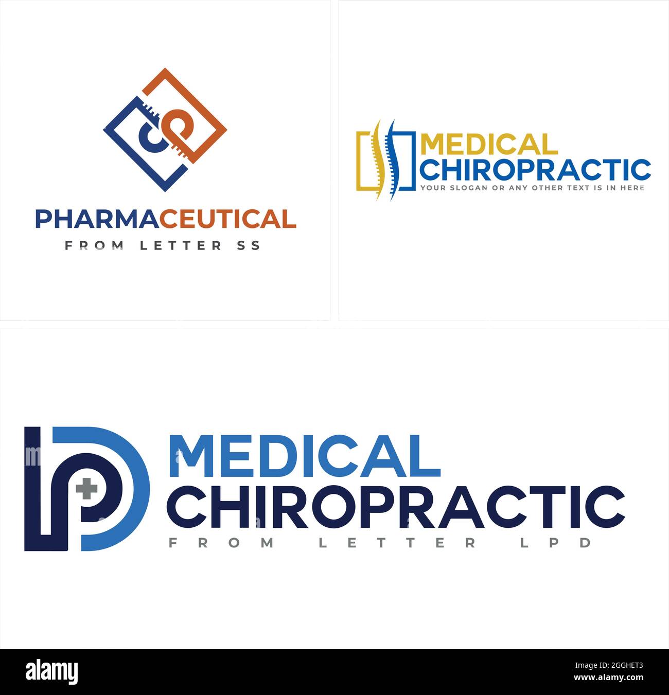 Clinica medica chiropratica ortopedica colonna icona disegno logo Illustrazione Vettoriale