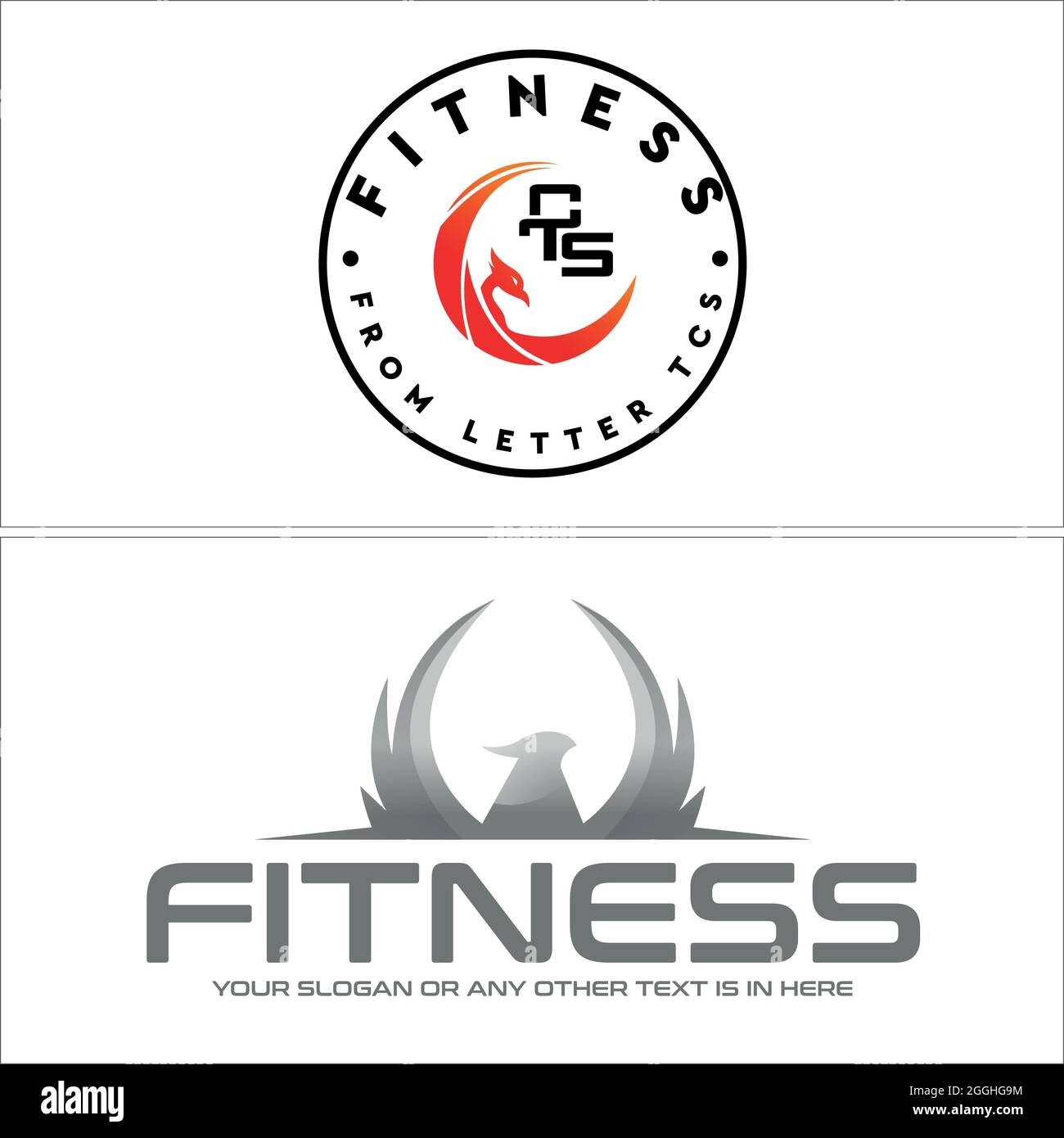 Fitness fisico con logo phoenix Head Illustrazione Vettoriale