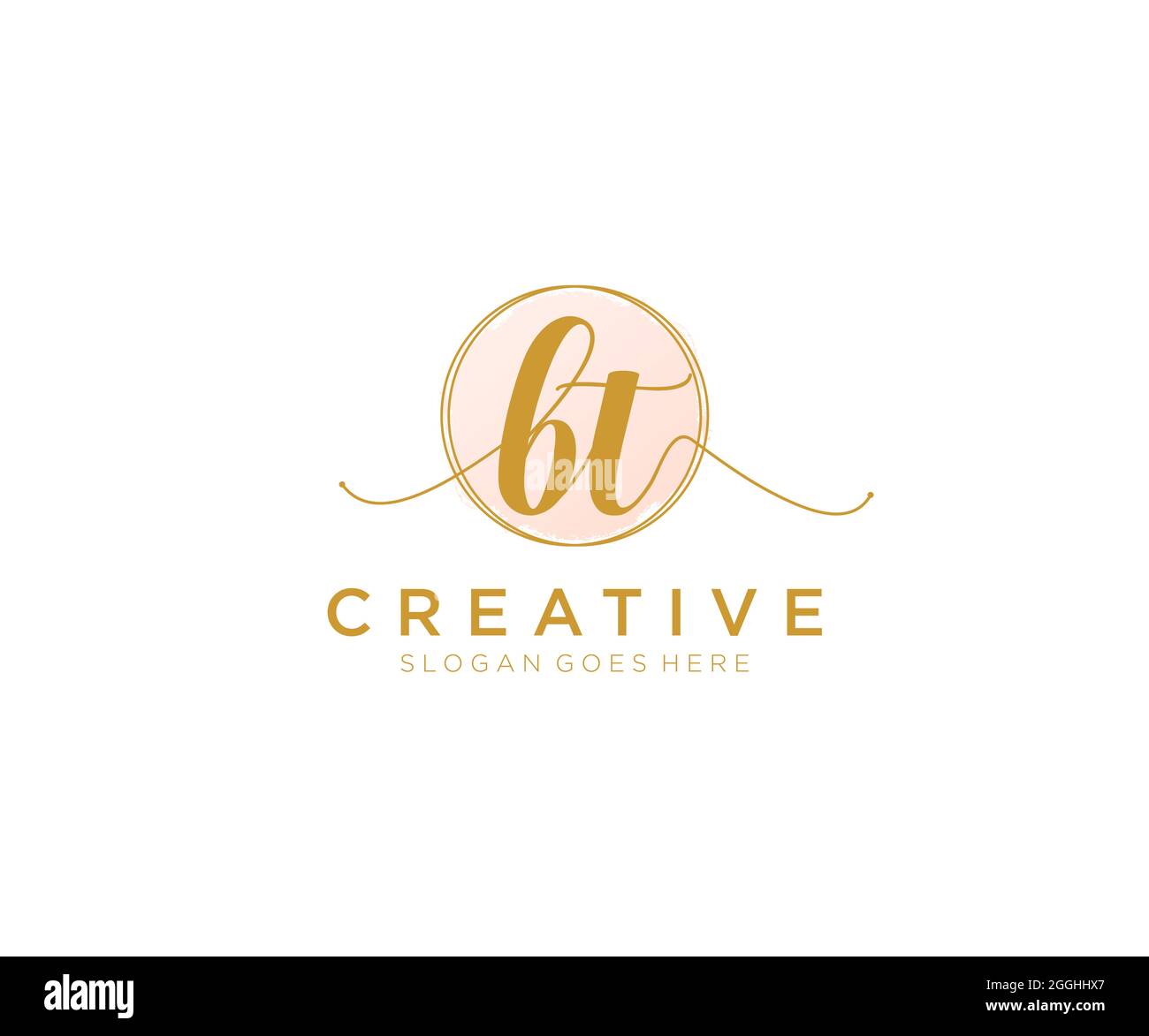 BT monogramma di bellezza del logo femminile e design elegante del logo, logo di scrittura a mano della firma iniziale, matrimonio, moda, floreale e botanico con creativo Illustrazione Vettoriale