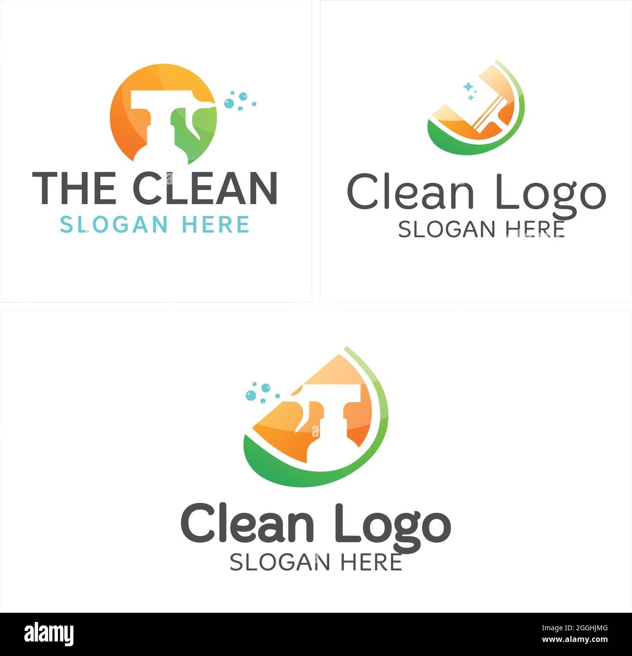 Pulitore di servizio di pulizia vetro spray logo design Illustrazione Vettoriale