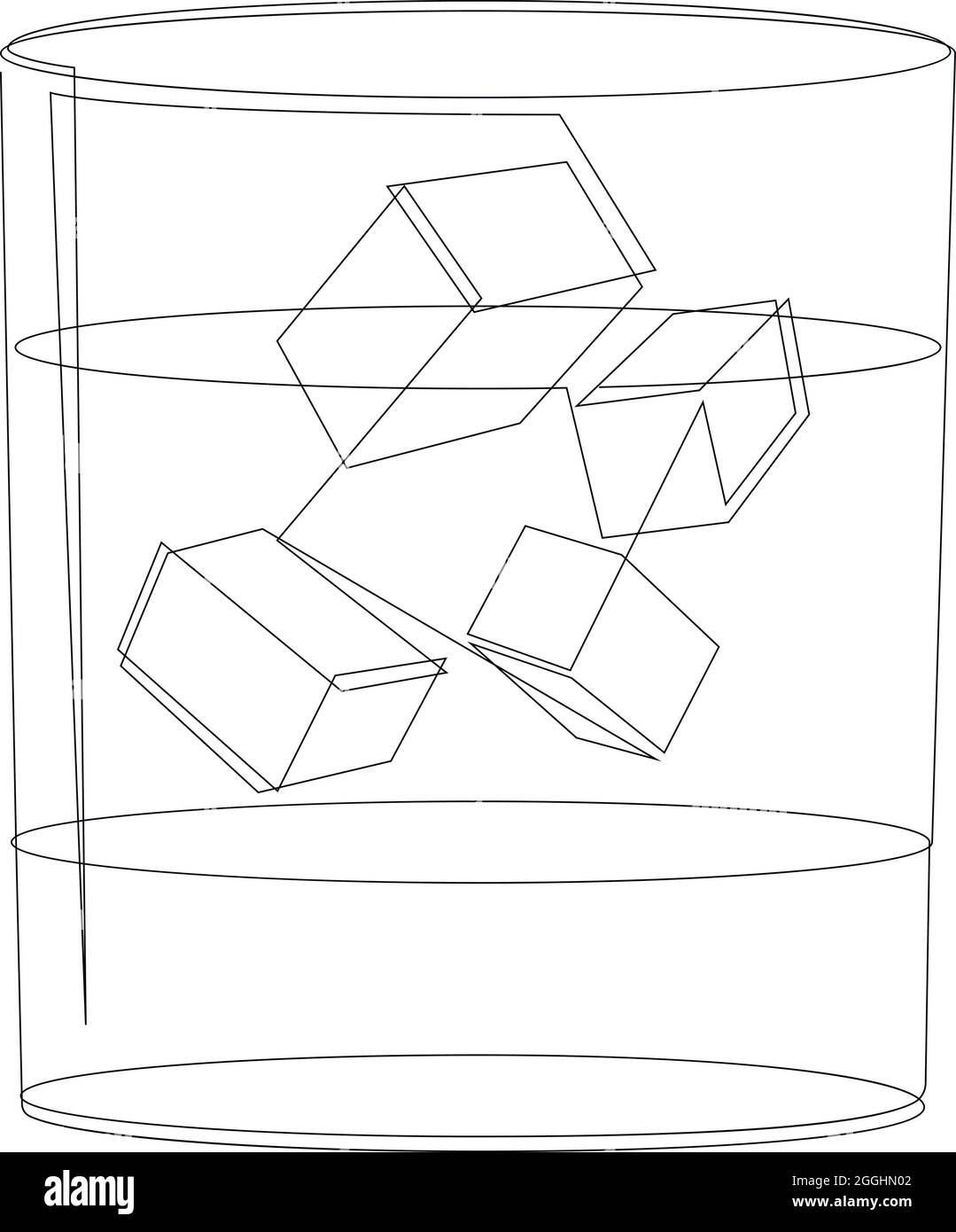 Bianco russo drink illustrazione di una riga. Moderna bevanda russa lineare bianca su sfondo bianco. Vettore di contorno Illustrazione Vettoriale