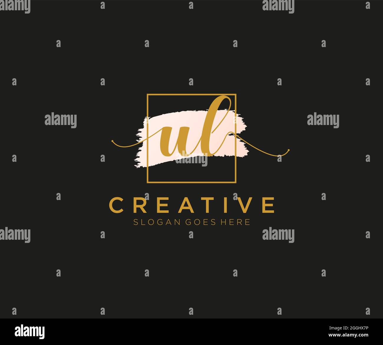 Monogramma di bellezza con logo UL Femminile ed elegante design con logo, logo scritto a mano della firma iniziale, matrimonio, moda, floreale e botanico con creatività Illustrazione Vettoriale