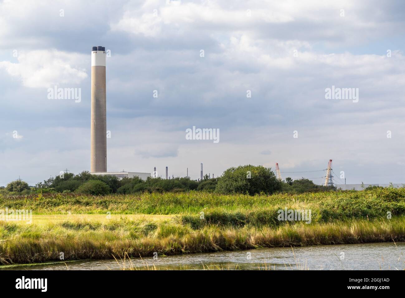 Fawley Power Station ex sito industriale qui raffigurato nel 2021, Hampshire, Inghilterra, Regno Unito Foto Stock