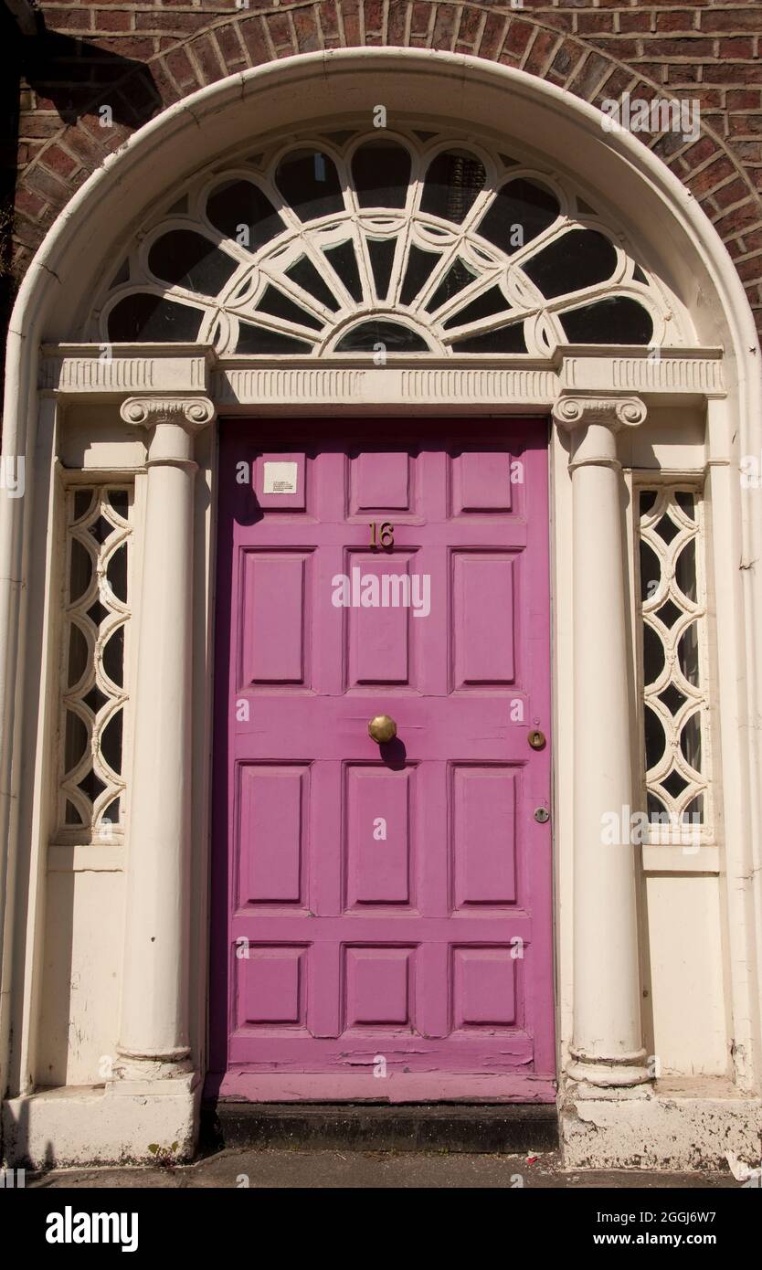 Porta, Dublino, Eire. Le porte degli edifici vittoriani di Dublino sono rinomate Foto Stock