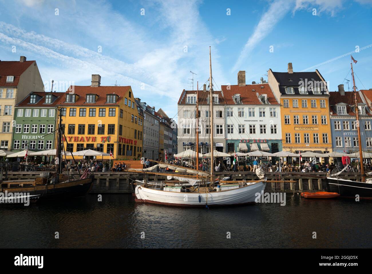 Nyhavn nel centro di Copenaghen, Danimarca Foto Stock