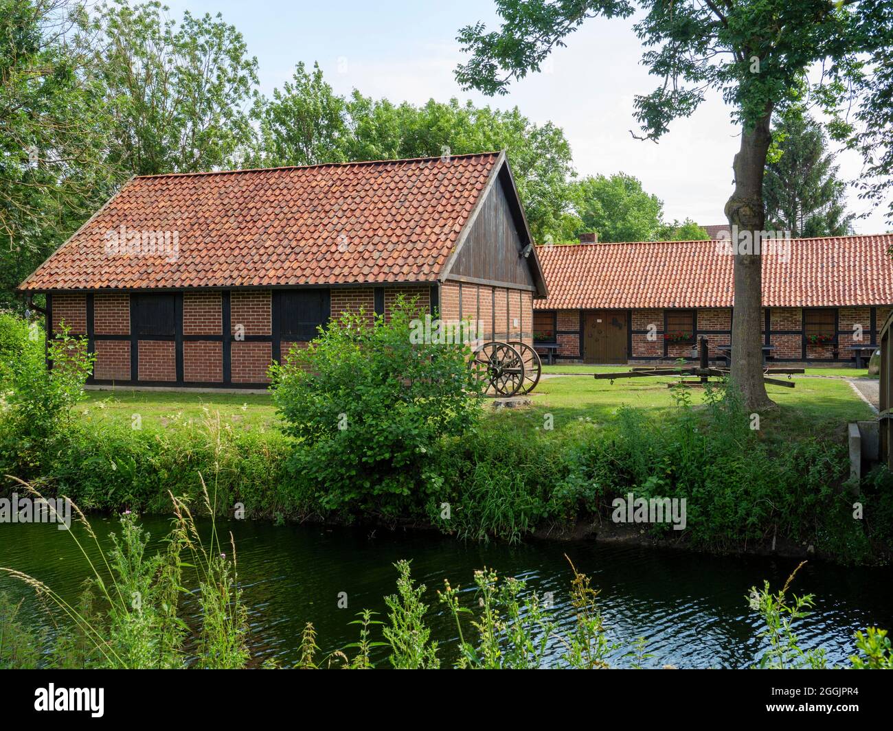 Isola di Mühlenteich, Venne, Osnabrücker Land, bassa Sassonia, Germania Foto Stock