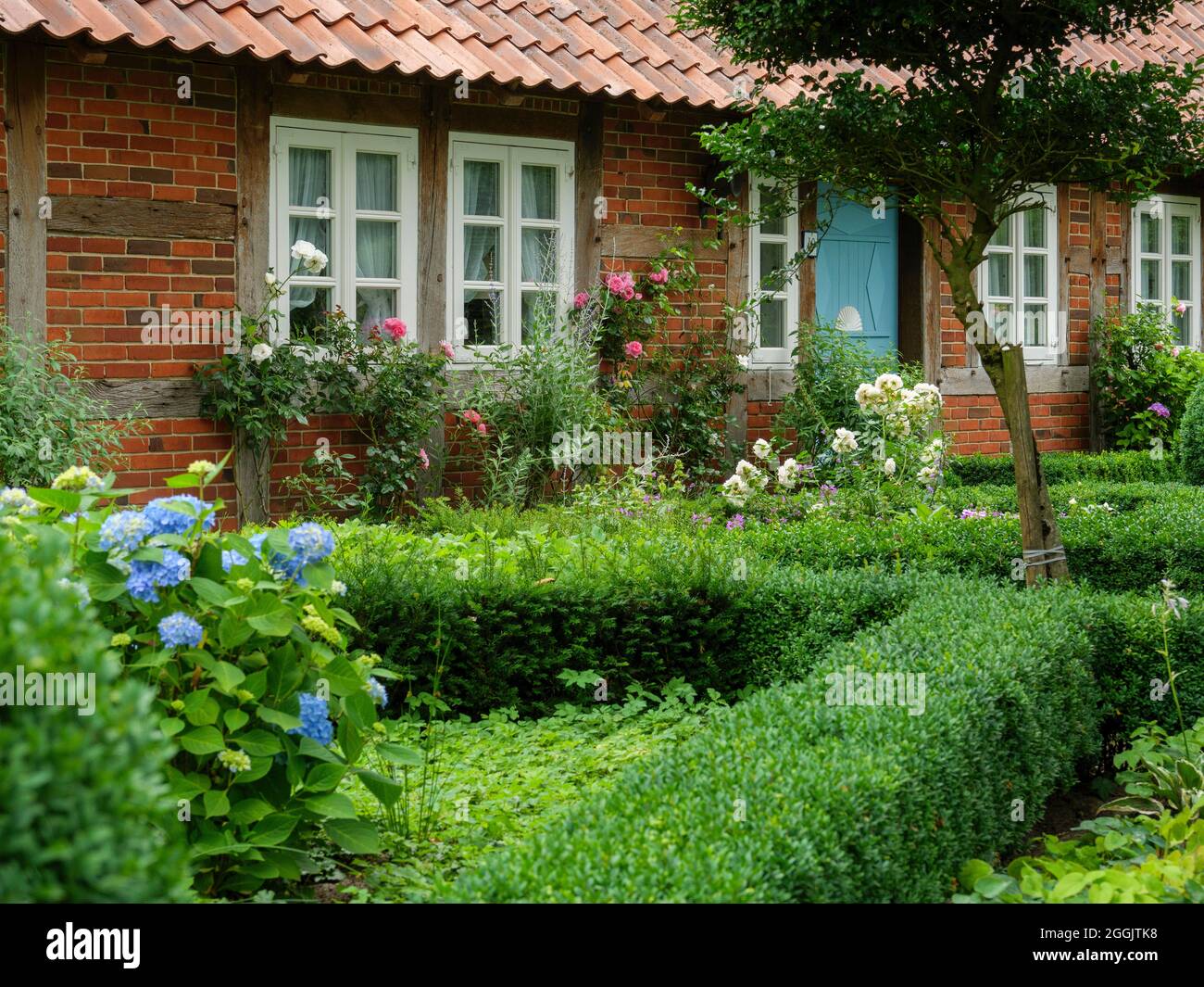 Rohdes Heuerhaus vicino Rieste, Osnabrücker Land, bassa Sassonia, Germania Foto Stock