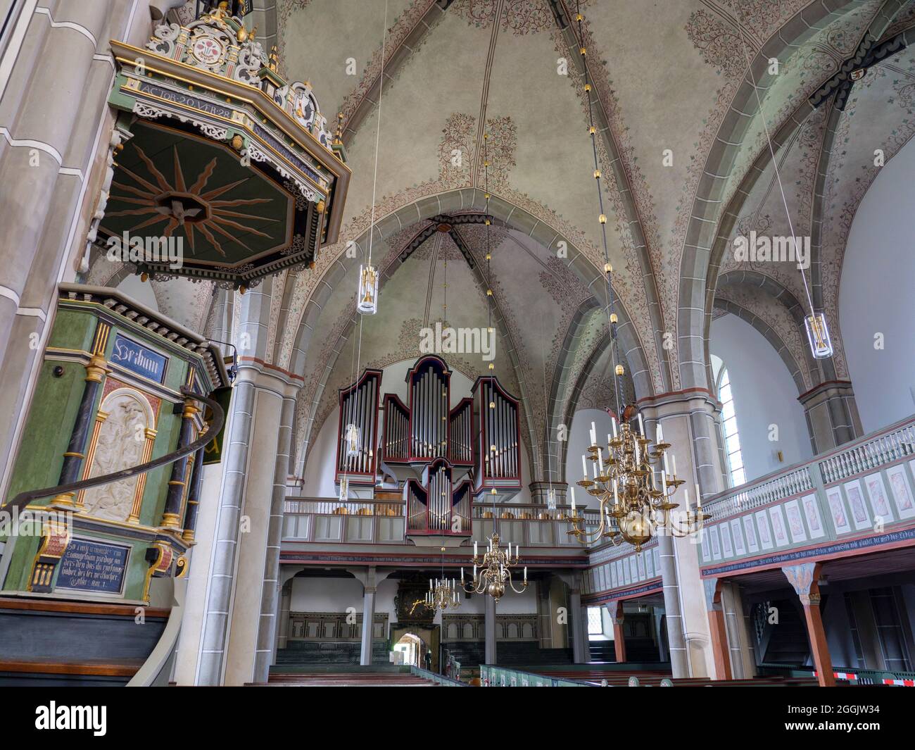 Quakenbrück, chiesa parrocchiale di San Silvestro, all'interno, Osnabrücker Land, bassa Sassonia, Germania Foto Stock