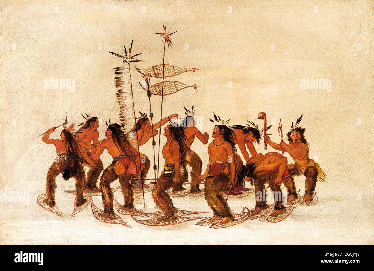 Racchette da neve Dance alla prima nevicata di George Catlin (1796-1872), olio su tela, 1835-37 Foto Stock