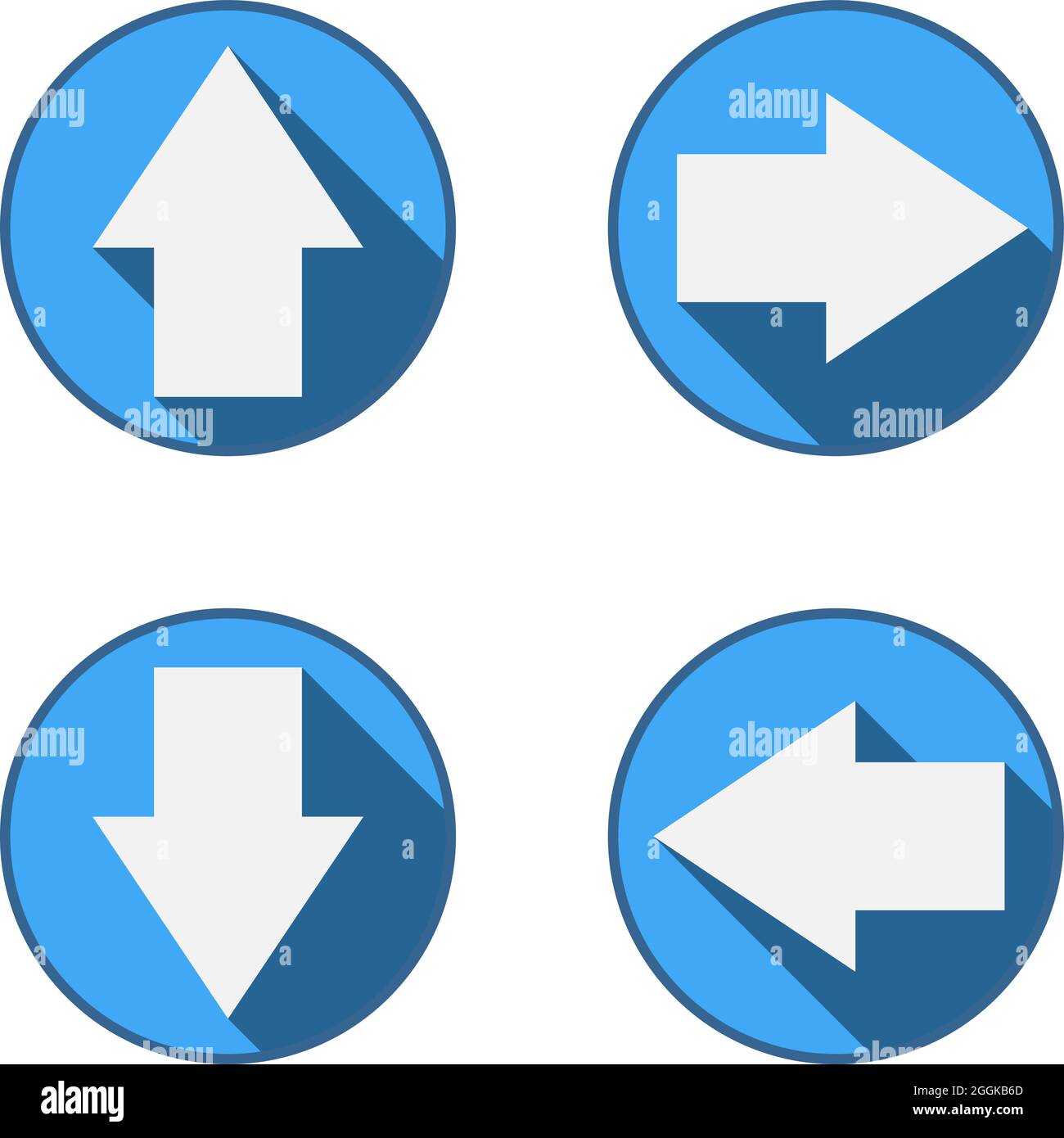 set di simboli a freccia arrotondata con ombra sfumata, illustrazione vettoriale Illustrazione Vettoriale