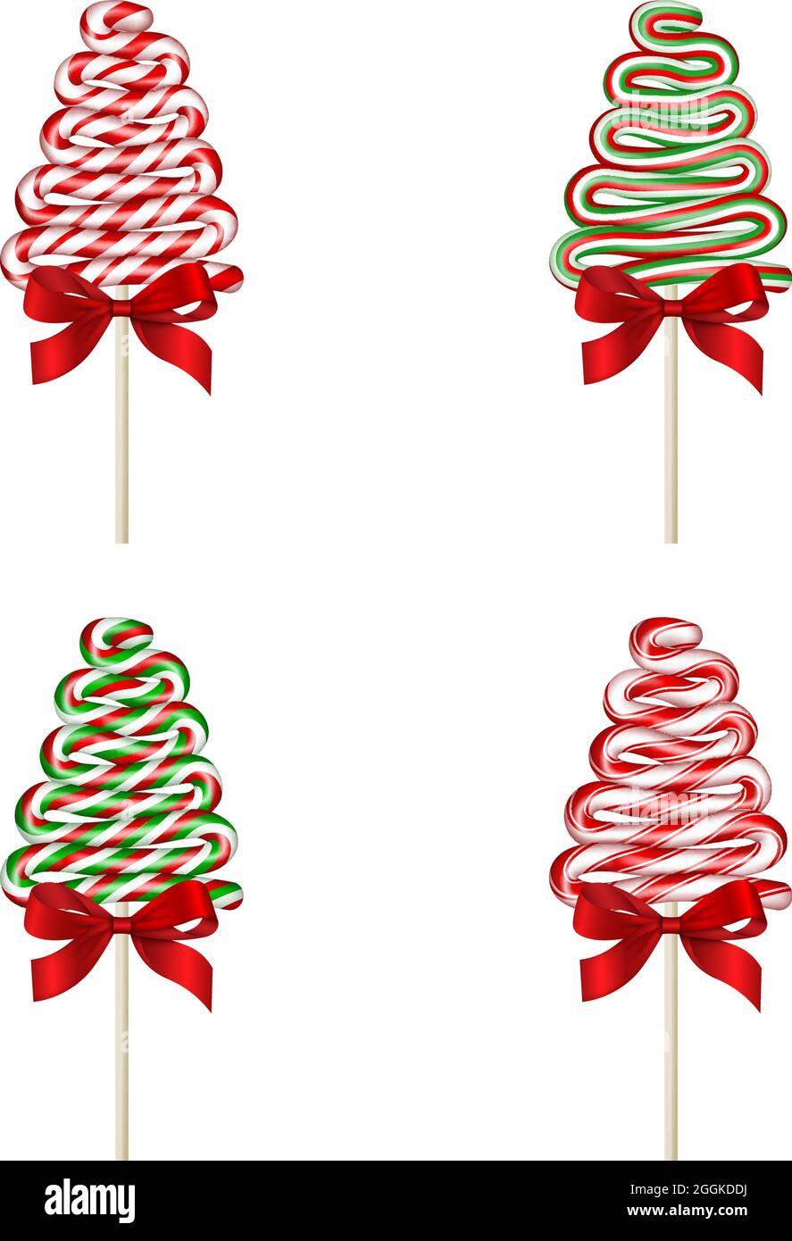 Set di lollipop natalizi isolati a forma di albero Illustrazione Vettoriale