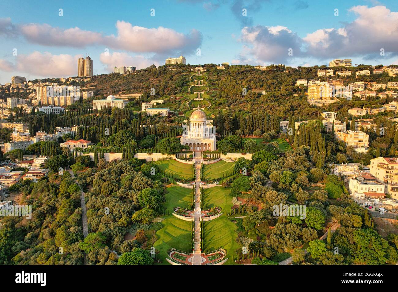 I giardini Bahai a Haifa, Israele. Foto Stock