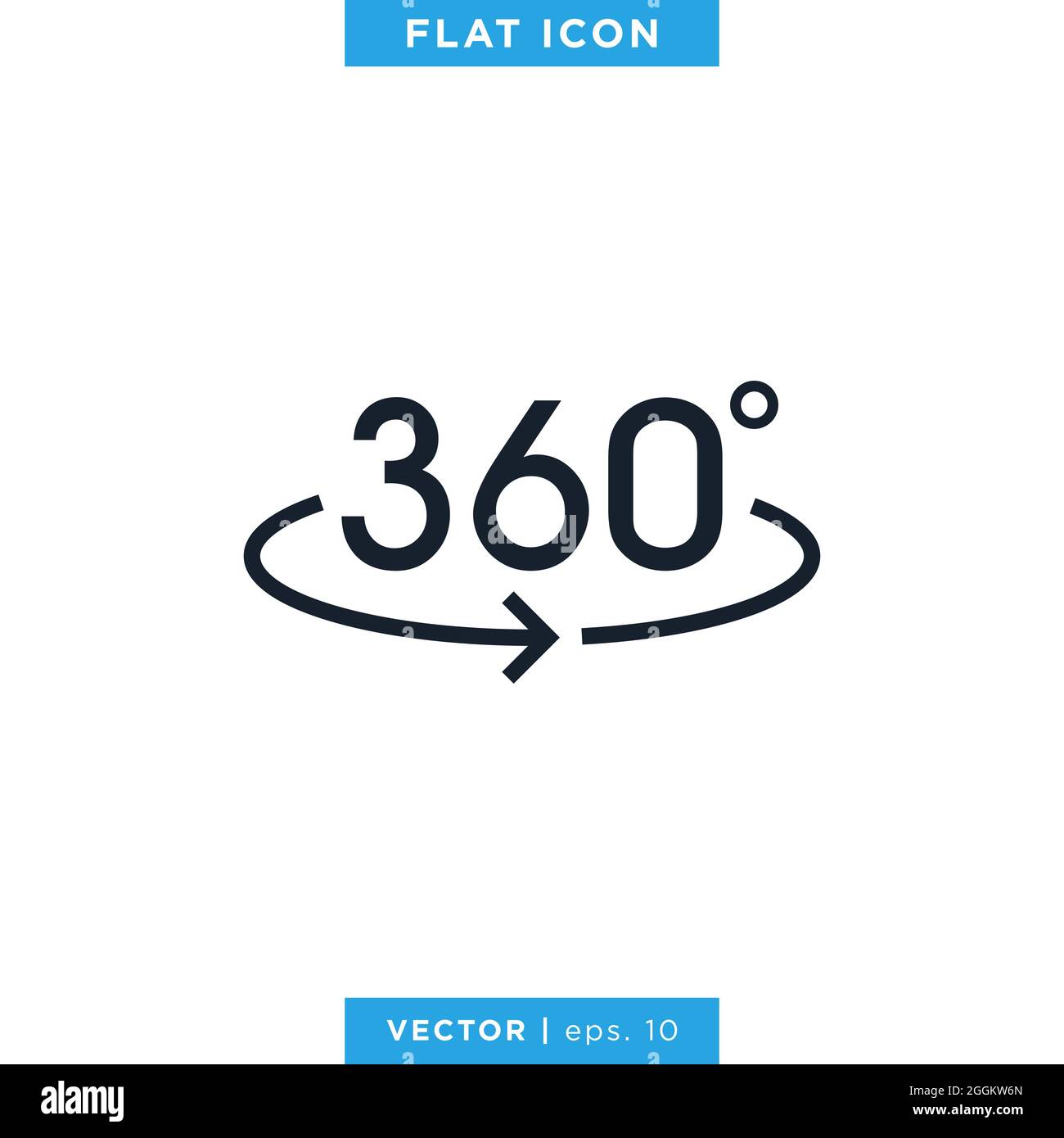 Icona Vista a 360 gradi modello di disegno vettoriale. Illustrazione Vettoriale