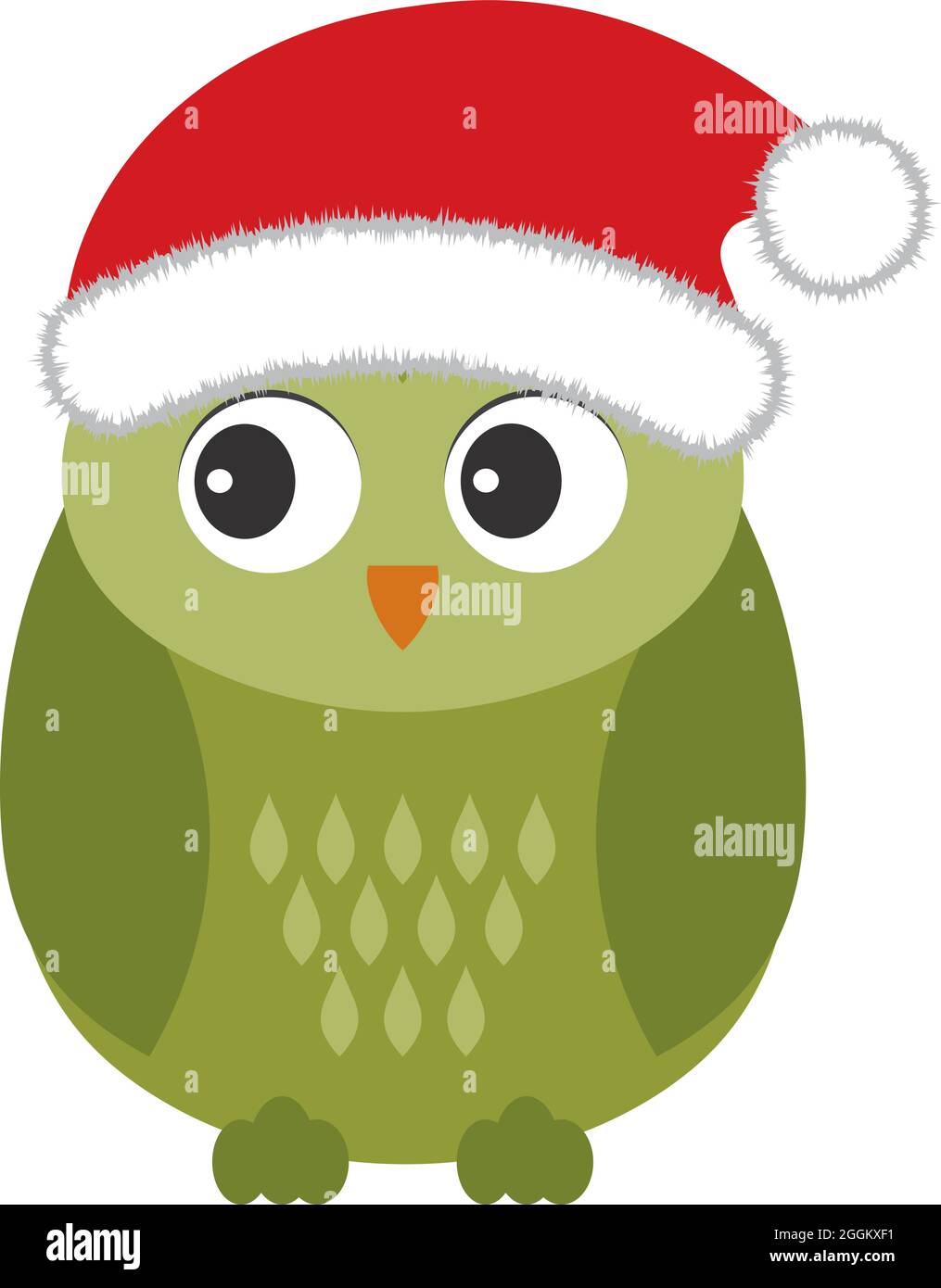 Carino gufo verde di Natale con cappello Babbo Natale Immagine e Vettoriale  - Alamy