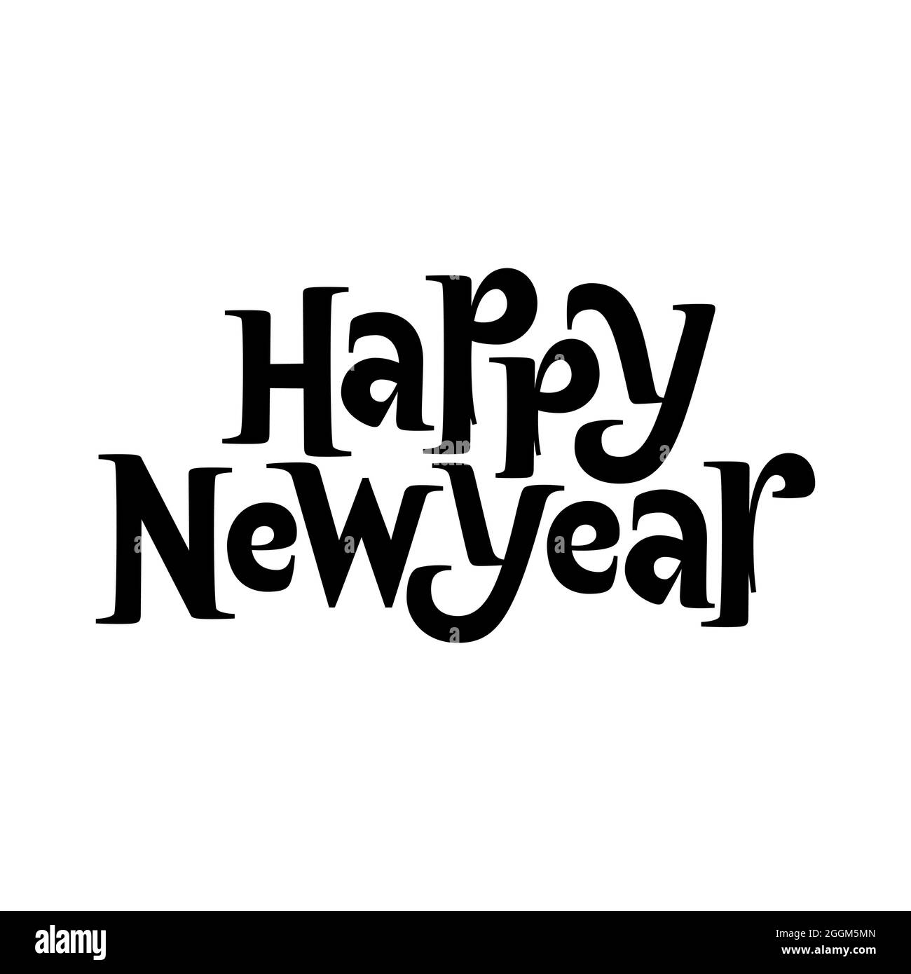 Felice anno nuovo scritta. Concetto tipografico basato su calligrafia moderna per i biglietti d'auguri di Capodanno, Posters. Illustrazione vettoriale isolata su bianco Illustrazione Vettoriale