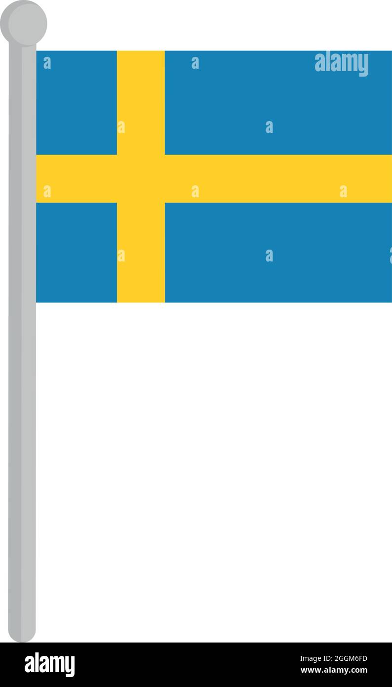 Illustrazione vettoriale della bandiera della svezia su un palo Illustrazione Vettoriale