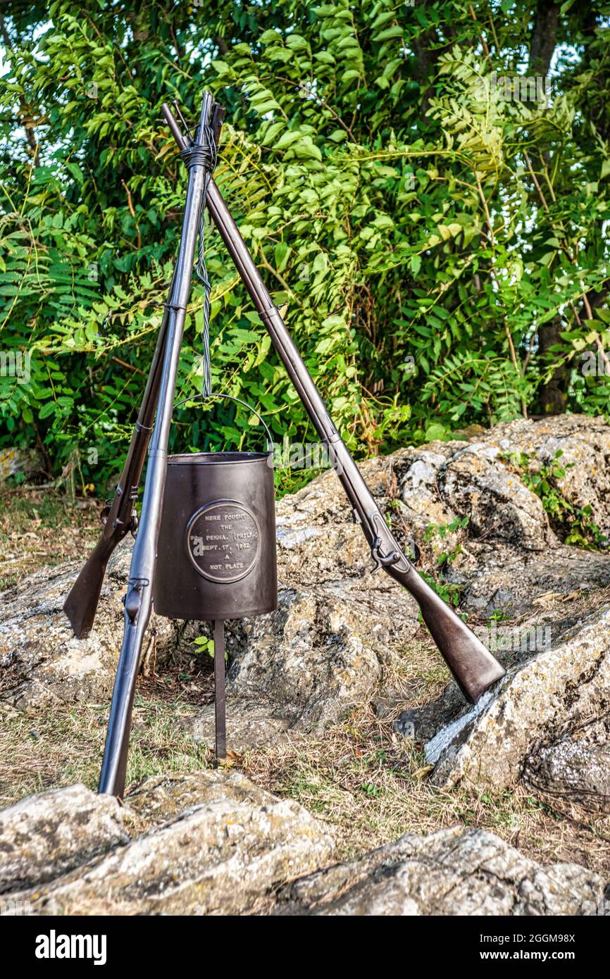 Il 90° monumento della Pennsylvania nel campo di battaglia nazionale di Anietam a Sharpesburg, Maryland. Foto Stock