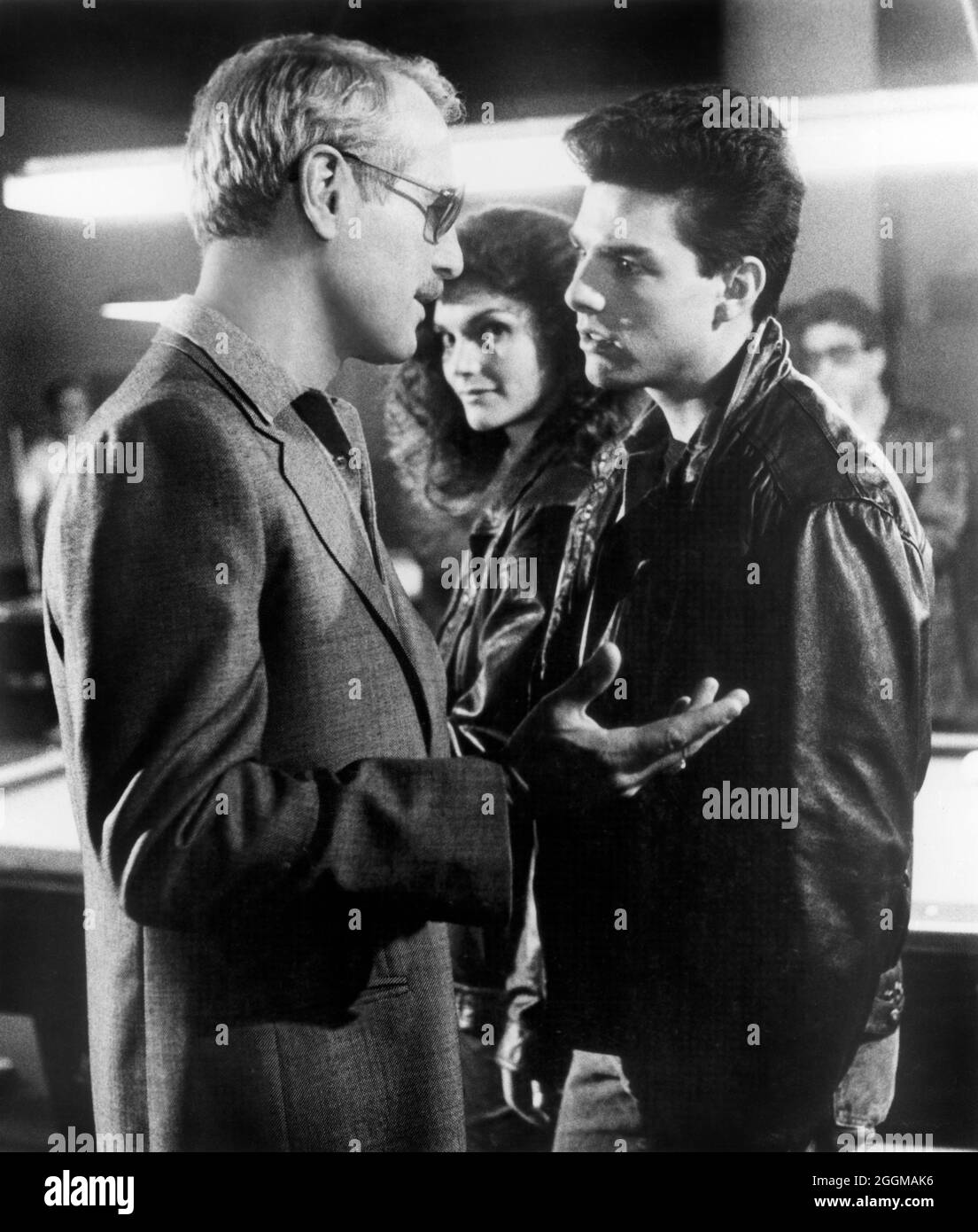 Paul Newman, Mary Elizabeth Mastrantonio, Tom Cruise, on-set of the Film, 'The Color of Money', Touchstone Pictures, Silver Screen Partners II, Buena Vista Distribution, 1986 Foto Stock