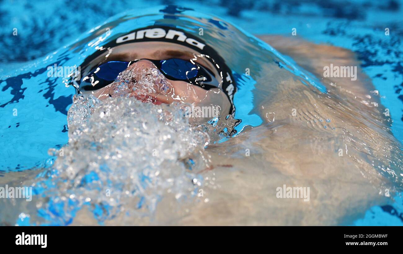 Tokyo 2020 Giochi Paralimpici - Nuoto - Backstroke da 100 m - S10 Heat 1 - Tokyo Aquatics Center, Tokyo, Giappone - 2 settembre 2021. Bas Takken dei Paesi Bassi in azione REUTERS/Marko Djurica Foto Stock