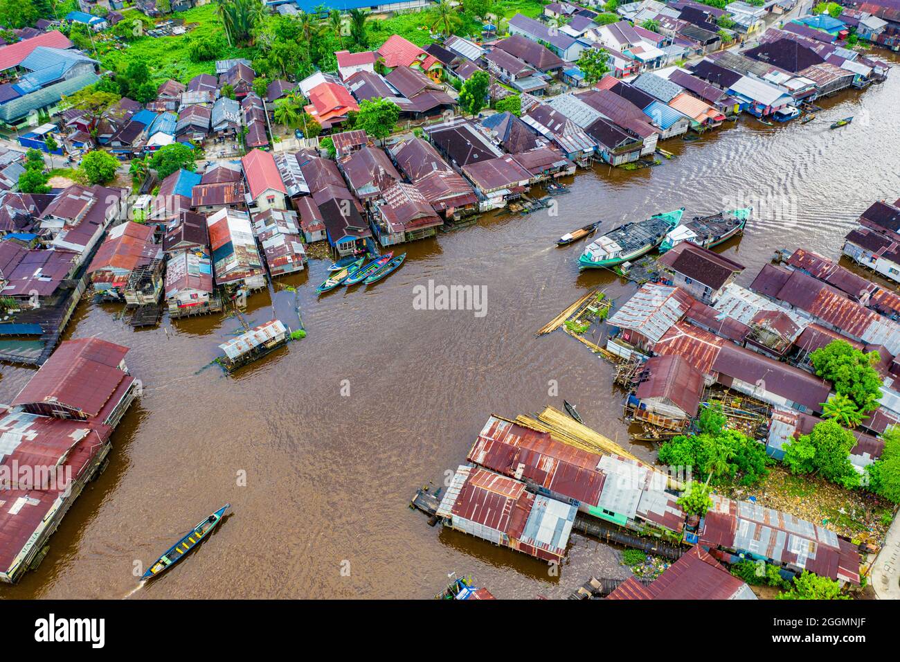 Ci sono molti grandi fiumi in Banjarmasin, uno di loro è il fiume Barito che ha estuario sul fiume kuin situato nel distretto secondario di Banjarmasin del nord, Banj Foto Stock