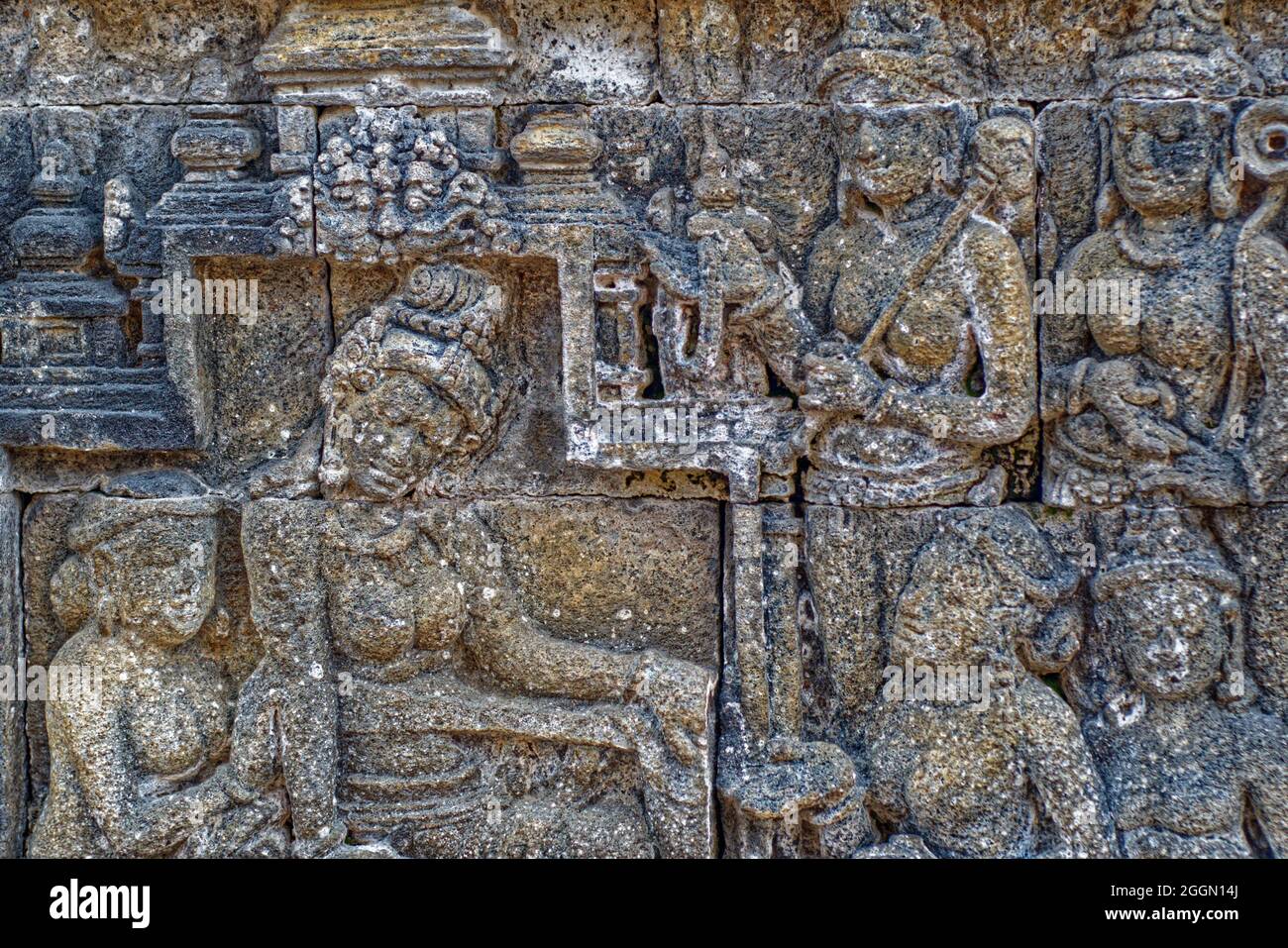 Sollievo parete, Borobudur Foto Stock