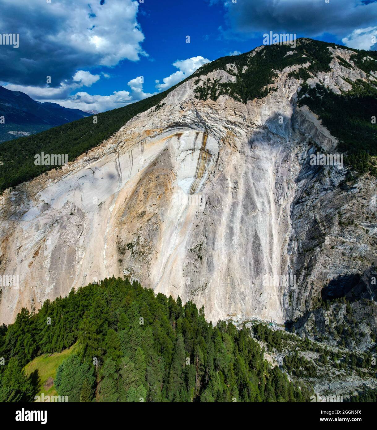 Alpi francesi, sito di scogli, frana vicino al confine tra Francia e Italia, Aussois Foto Stock