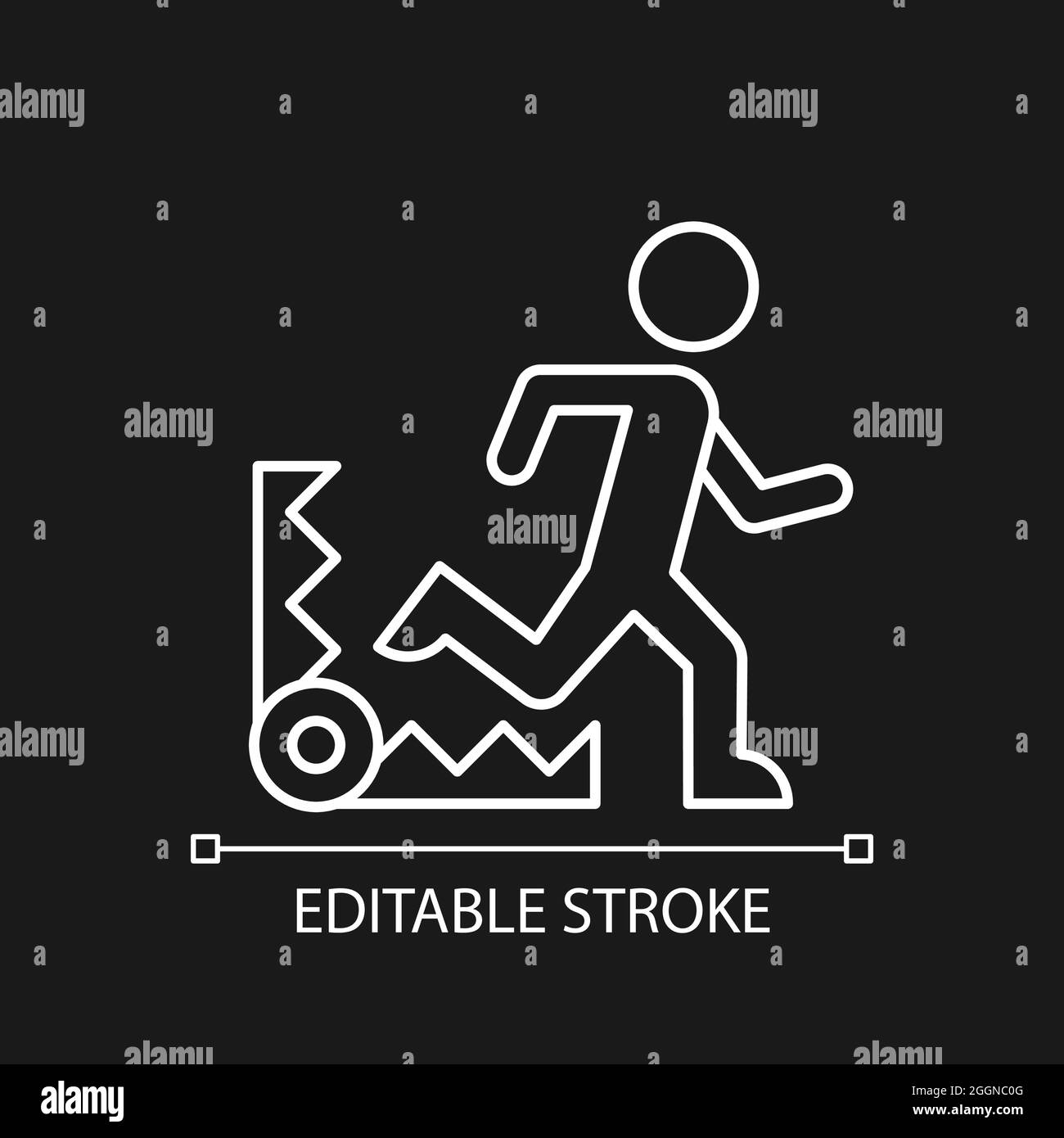 Motivazione basata sulla paura icona lineare bianca per tema scuro Illustrazione Vettoriale