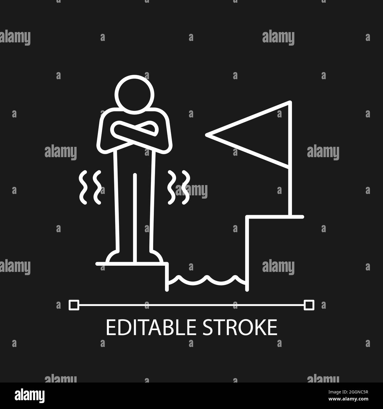 Paura del fallimento icona lineare bianca per tema scuro Illustrazione Vettoriale