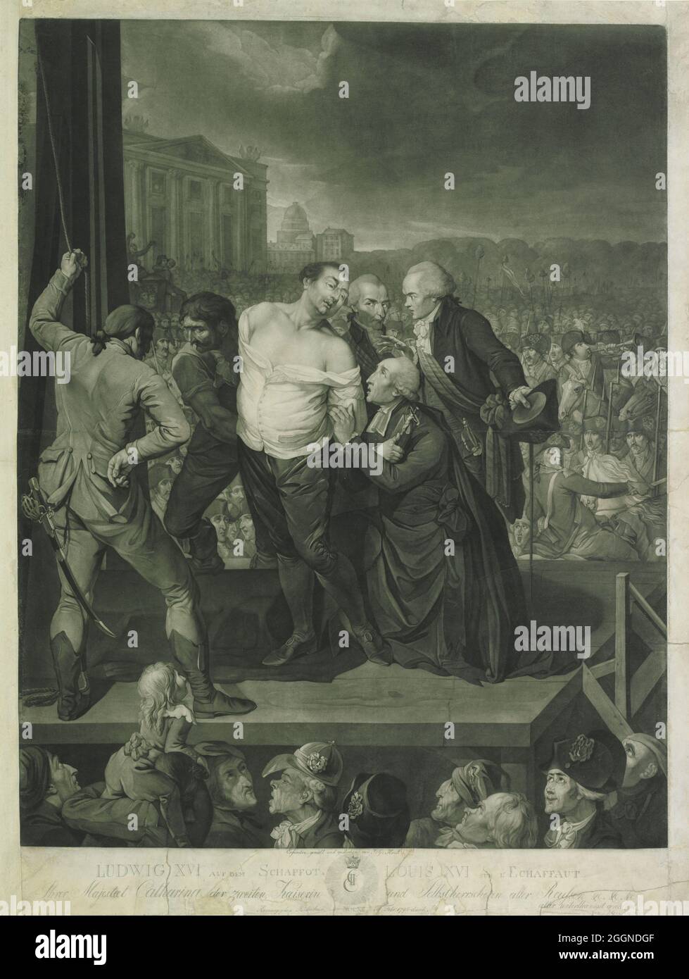 Luigi XVI sul ponteggio. MUSEO: BIBLIOTHEQUE NATIONALE DE FRANCE. AUTORE: JOHANN GERHARD HUCK. Foto Stock