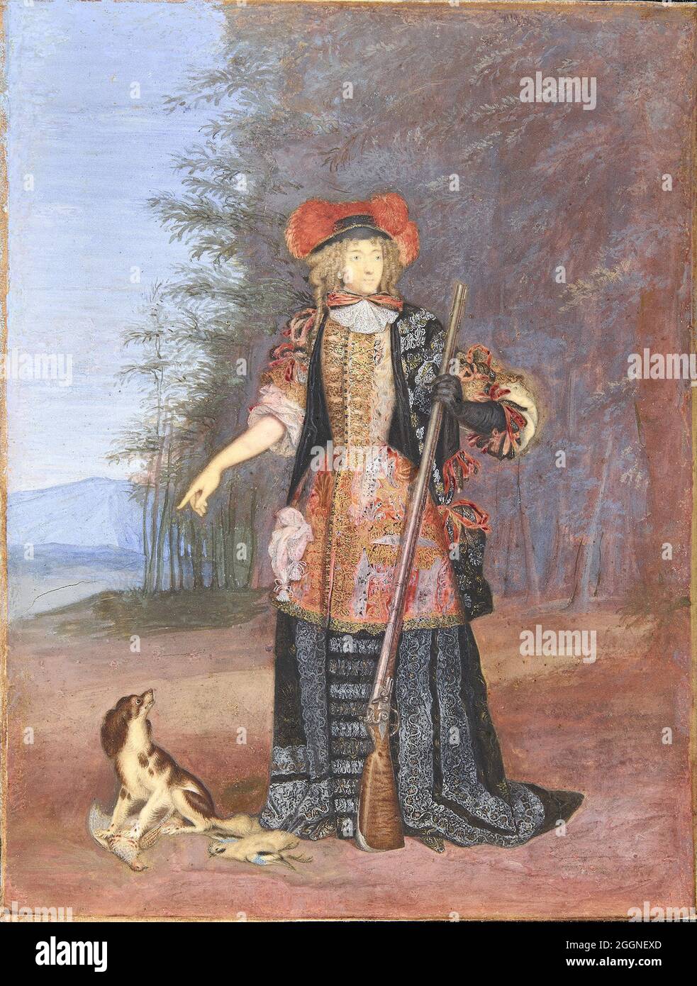 Ritratto di Elizabeth Charlotte, Principessa Palatina (1652-1722), Duchessa di Orléans. Museo: Musée de l'Histoire de France, Château de Versailles. Autore: JOSEPH WERNER. Foto Stock