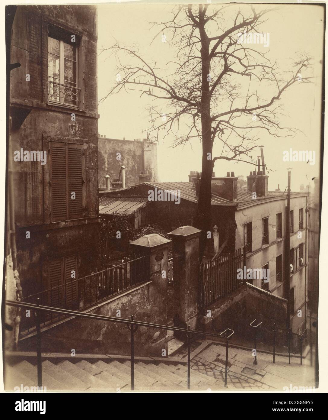 Scala, Montmartre. Museo: COLLEZIONE PRIVATA. Autore: EUGENE ATGET. Foto Stock