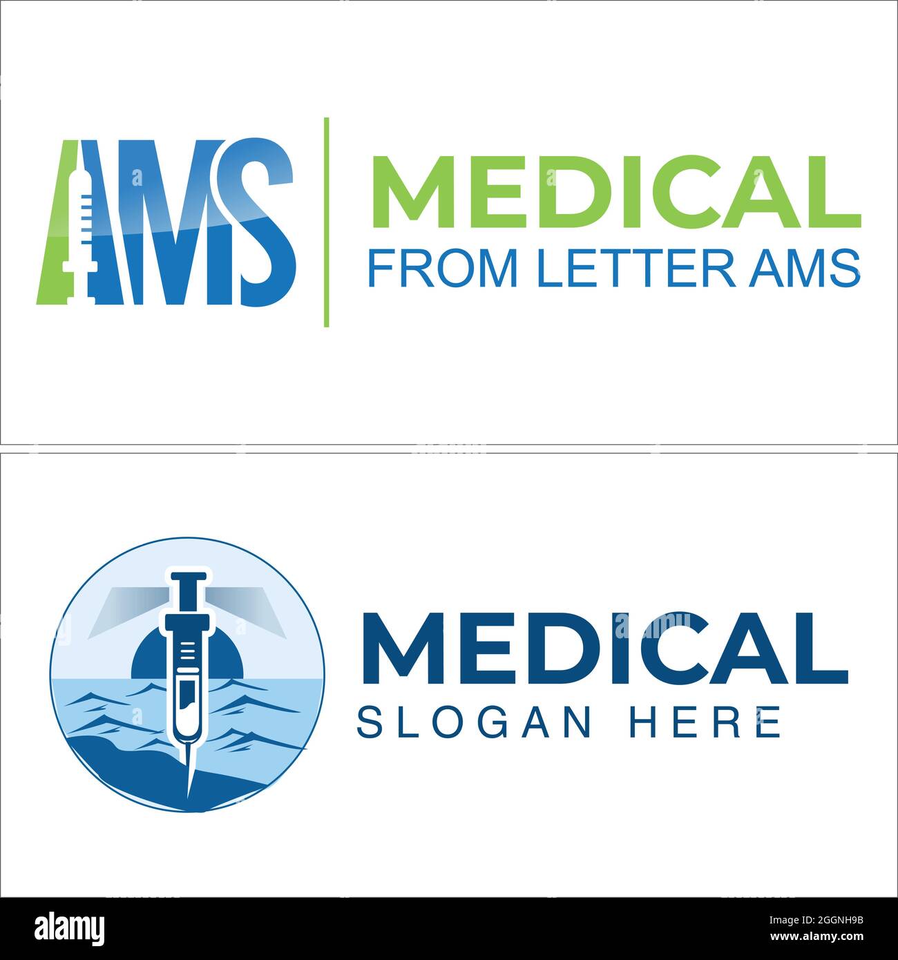 Iniezione farmaceutica medica SEA logo design Illustrazione Vettoriale