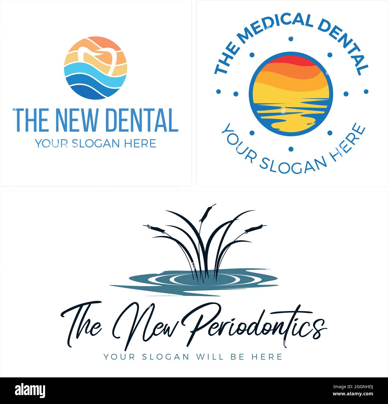 Clinica medica dentista disegno del logo Illustrazione Vettoriale