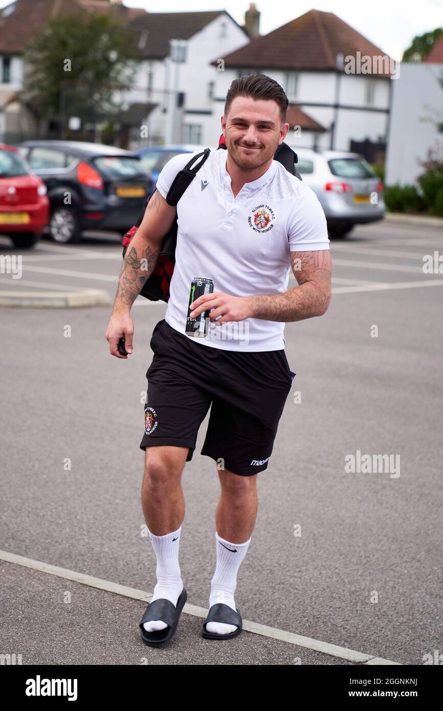 Slough Town FC vs Arsenal XI at Arbour Park, Slough, Berkshire, Regno Unito il martedì 10 agosto 2021. Foto: Philip J.A Benton Foto Stock