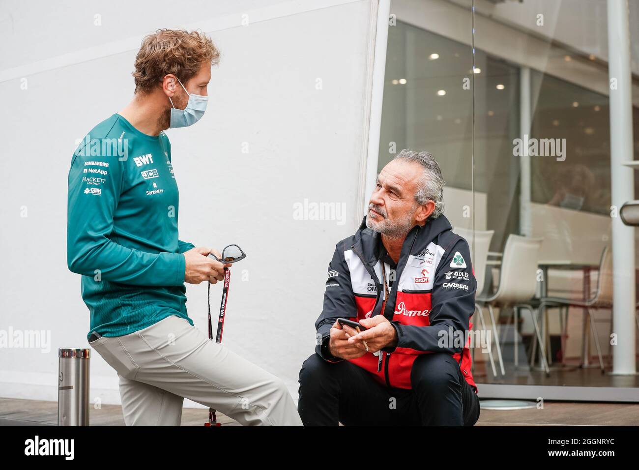 VETTEL Sebastian (ger), Aston Martin F1 AMR21, ZEHNDER Beat, Team Manager dell'Alfa Romeo Racing ORLEN, ritratto durante il Gran Premio olandese di Formula 1 Heineken 2021, 13° round del Campionato del mondo FIA Formula uno 2021 dal 3 al 5 settembre 2021 sul circuito di Zandvoort, a Zandvoort, Olanda - Foto Antonin Vincent / DPPI Foto Stock