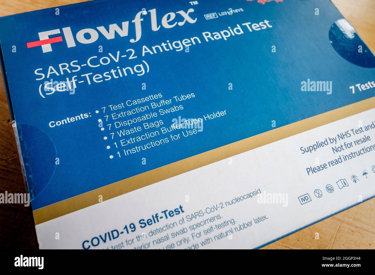 Autotest flusso laterale FLOFlex Covid-19. Foto Stock