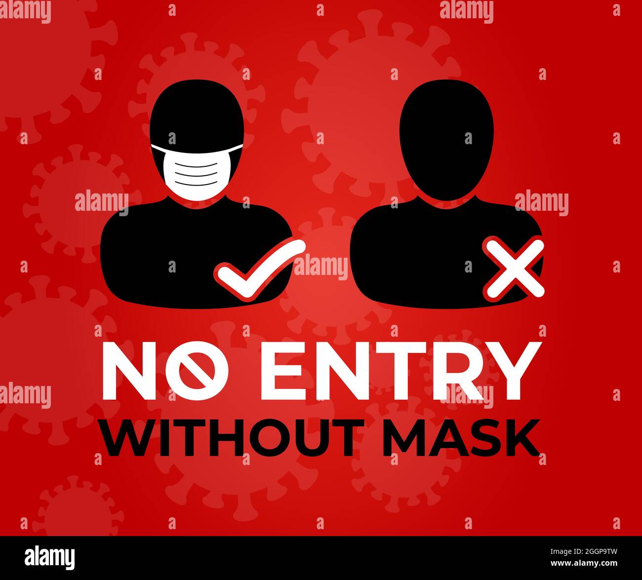 No Entry without Mask Covid Coronavirus Illustration Illustrazione Vettoriale