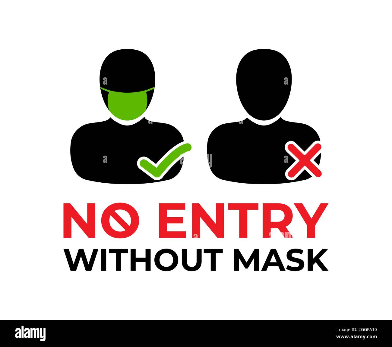 No Entry without Mask Covid Coronavirus Illustration Illustrazione Vettoriale