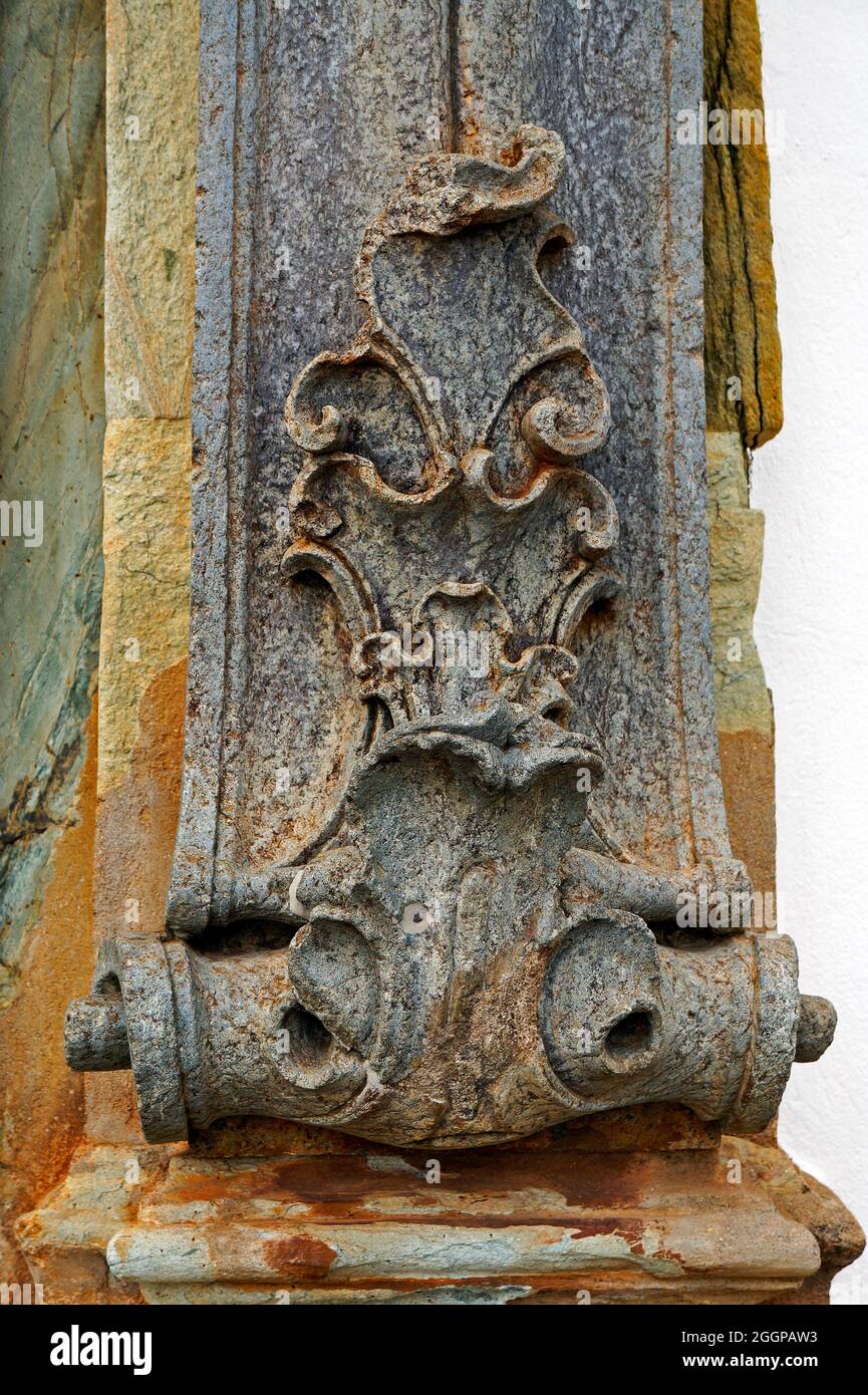 Antico ornamento barocco, Tiradentes, Minas Gerais, Brasile Foto Stock