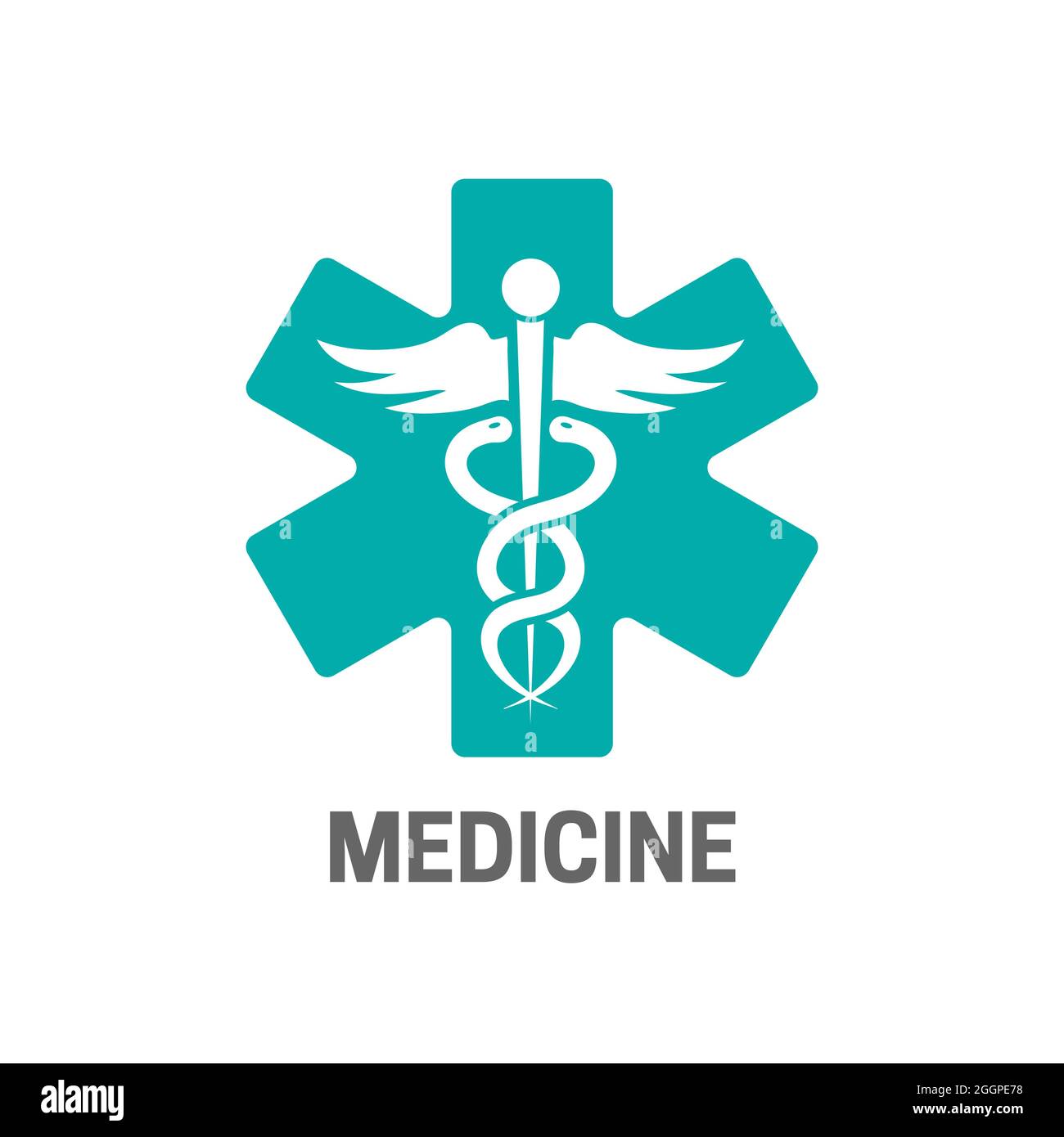 Icona della medicina insieme a Caduceus, Croce e serpente Illustrazione Vettoriale